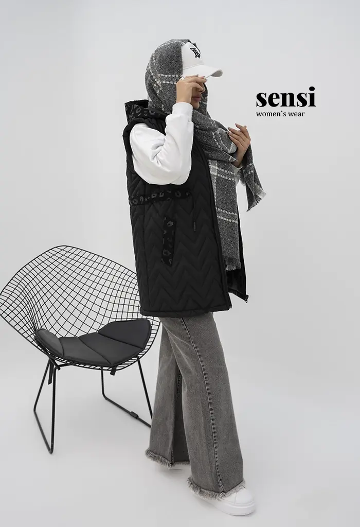 پافر مموری پشم شیشه آستر دار کلاه جیر پلنگی کد1000704