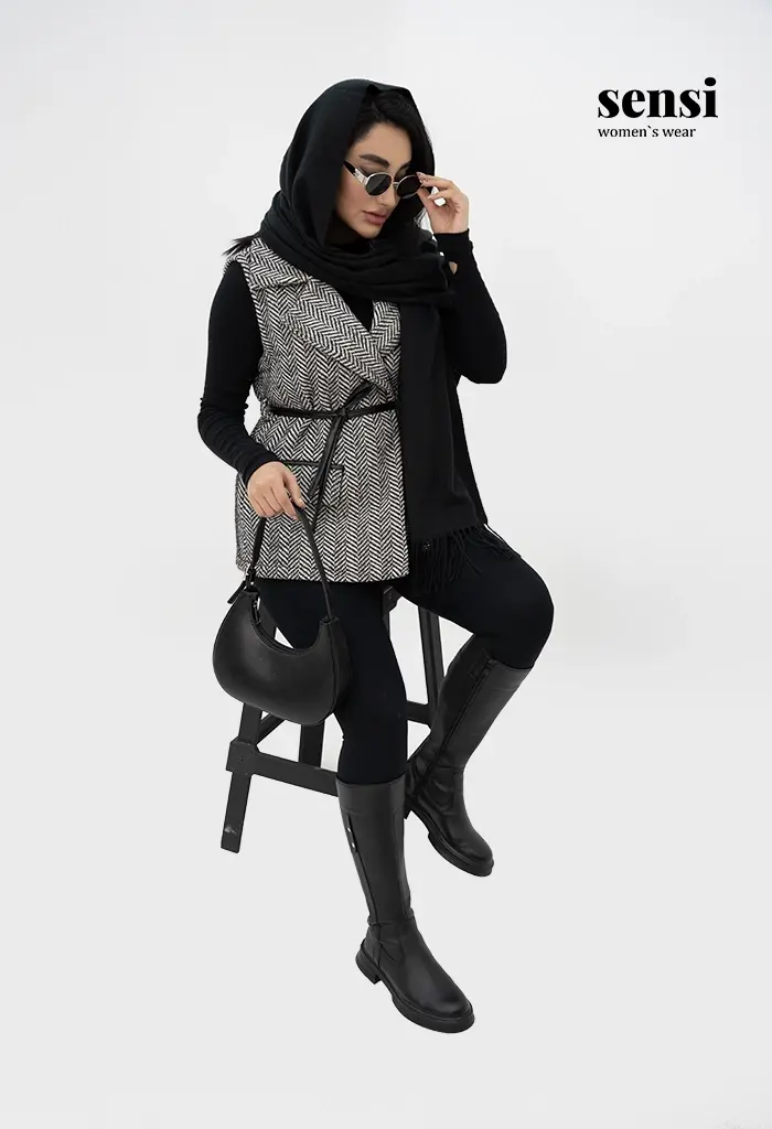 وست لمزور جناقی کمر بندی آستر دار کد1000741