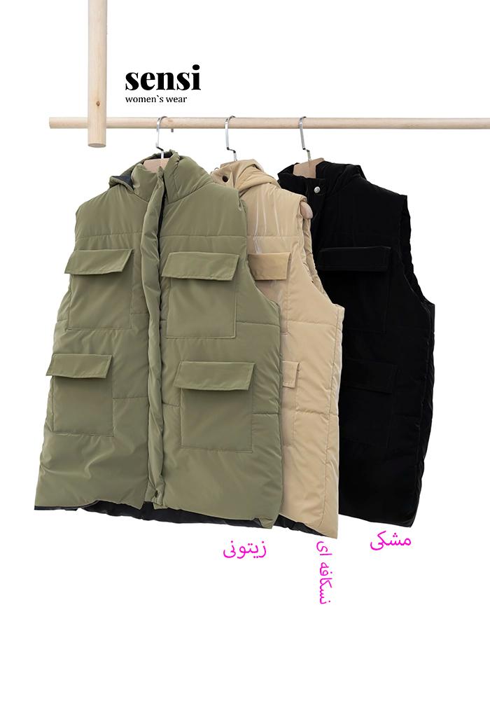 پافر کوتاه سیلیکونی 4جیب کلاه دار کد1000882