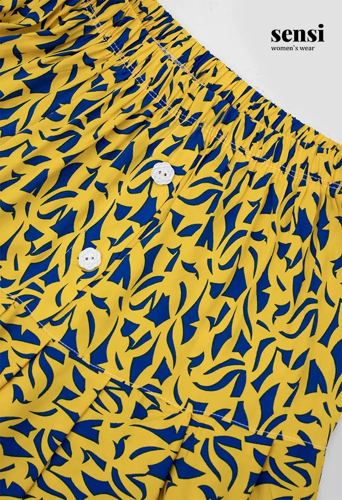 دامن کمر کش تمام نخی طرح دار کد1001152