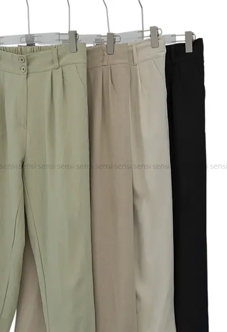 شلوار مام کرپ بزایاق پشت کش کد1001462