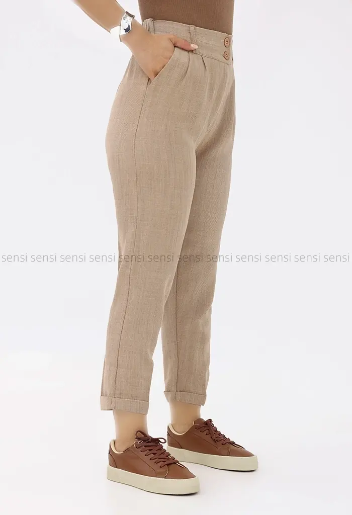 شلوار مام کرپ اسلپ کج راه پشت کش کد1001459