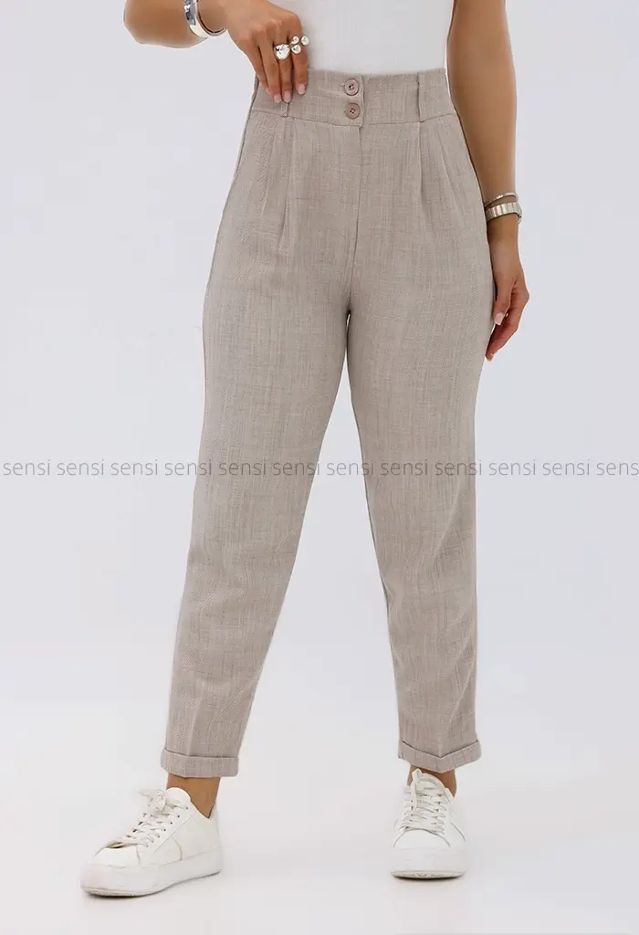 شلوار مام کرپ اسلپ کج راه پشت کش کد1001459