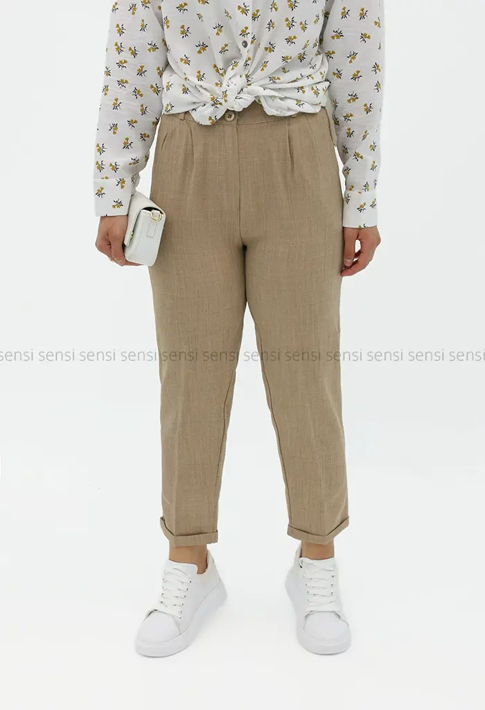 شلوار مام کرپ اسلپ کج راه پشت کش کد1001459