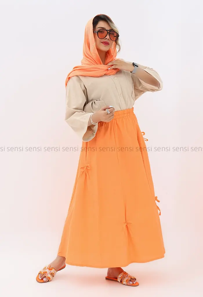 دامن لینن پاپیون دار کد1002381