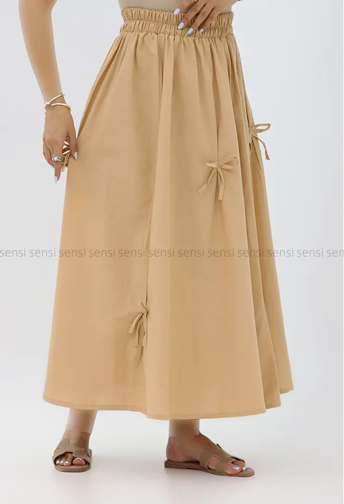 دامن لینن پاپیون دار کد1002381