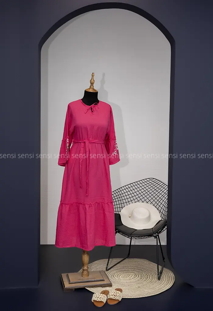 پیراهن لینن گلدوزی @کد1002520