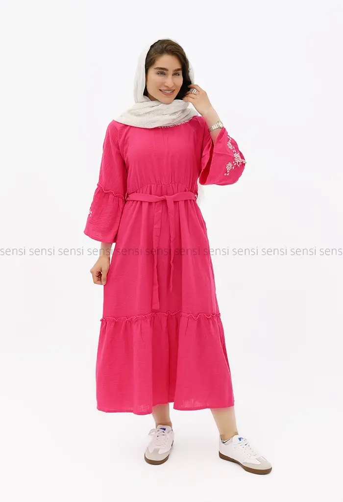 پیراهن لینن گلدوزی @کد1002520