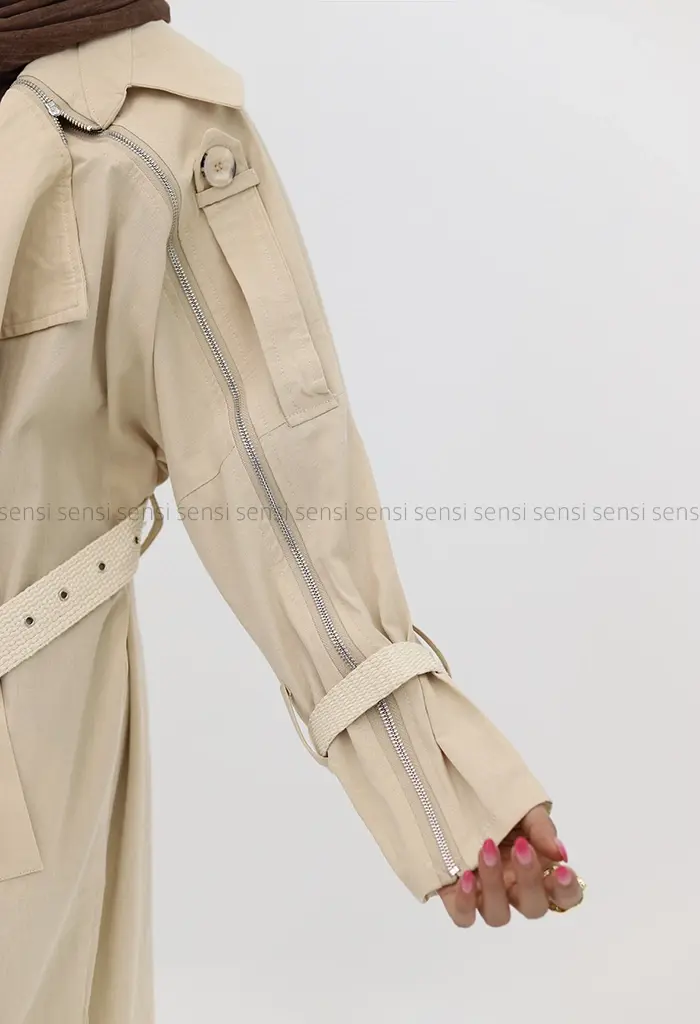 مانتو لینن سرشانه زیپ کد1002627