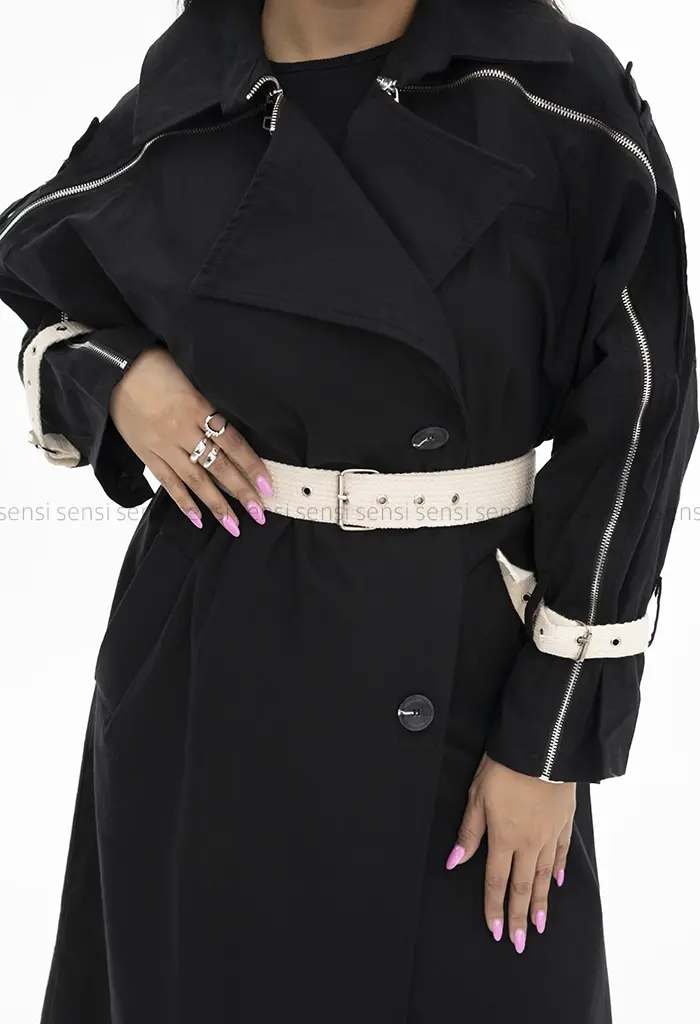 مانتو لینن سرشانه زیپ کد1002627