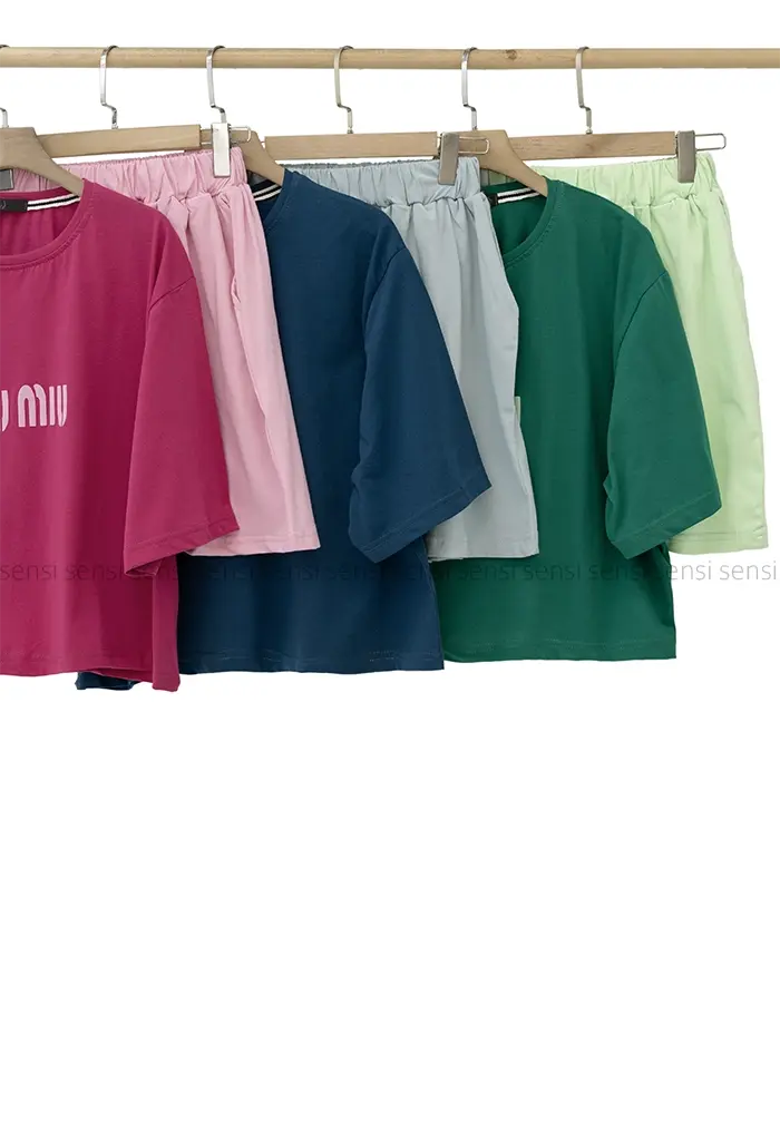 ست کراپ شلوارک miu-miuکد1004062