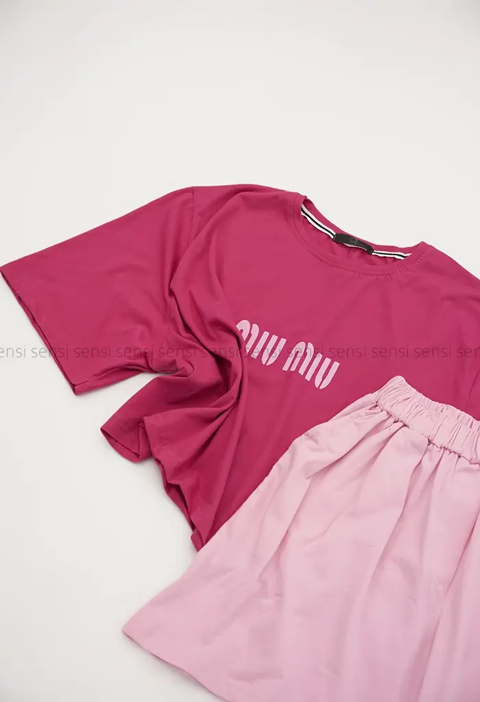 ست کراپ شلوارک miu-miuکد1004062