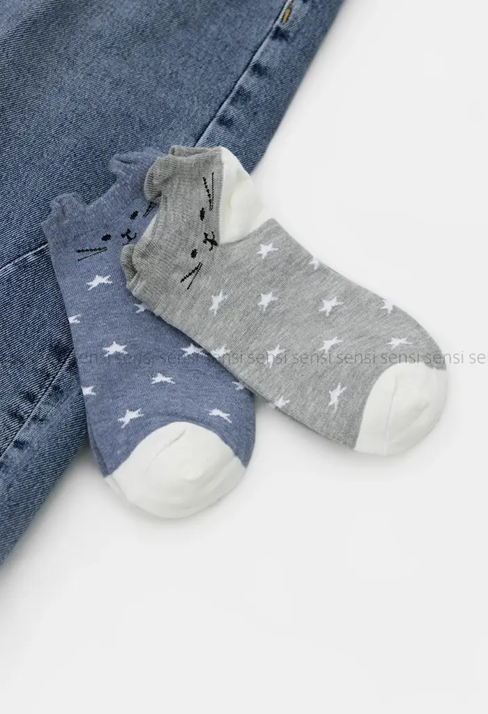 جوراب گربه گوش دار پنبه کد1004142