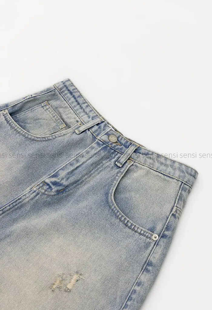 شلوارک جین واید زاپ دارکد1004173