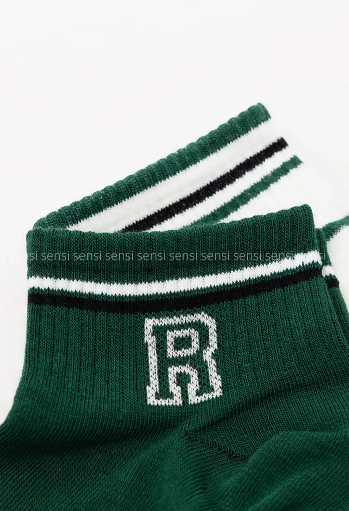 جوراب سبز حروفی پنبه کد1004136
