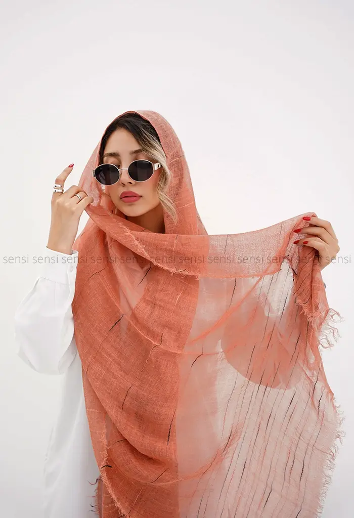 شال نخی لینن خطی کد1004219