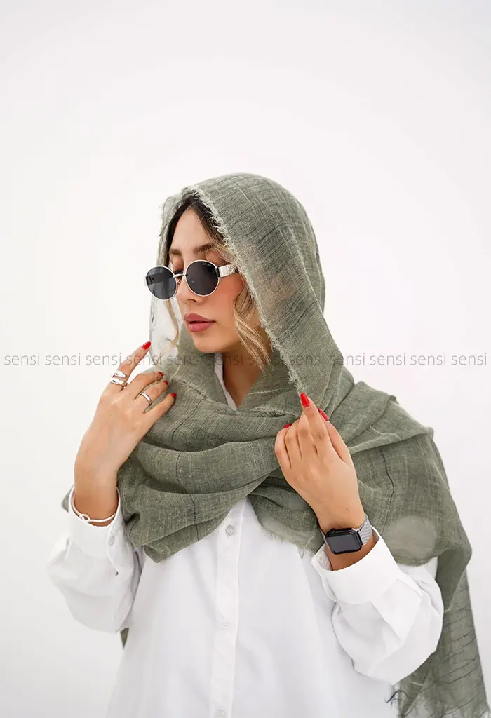 شال نخی لینن خطی کد1004219