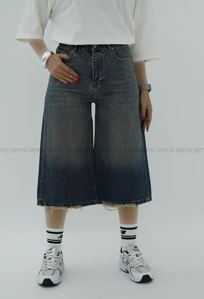 شلوارک جین واید فول بگ کد1004238