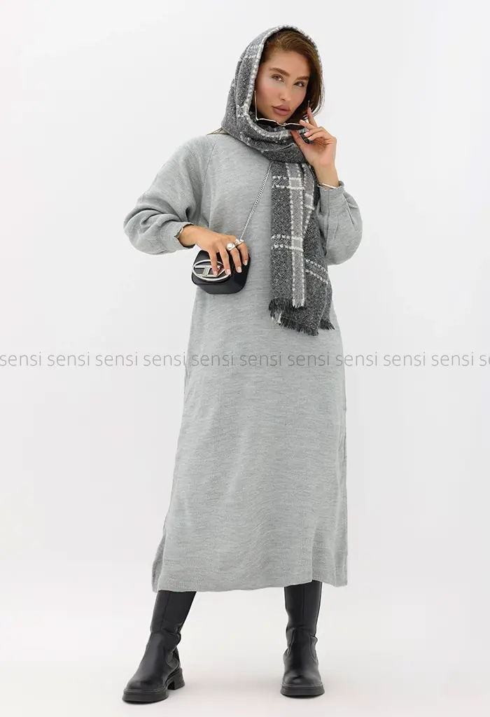 پیراهن بافت آستین رگلان کد1004261