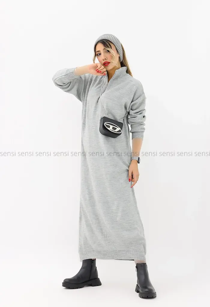 پیراهن بافت جلو زیپ کد1004263