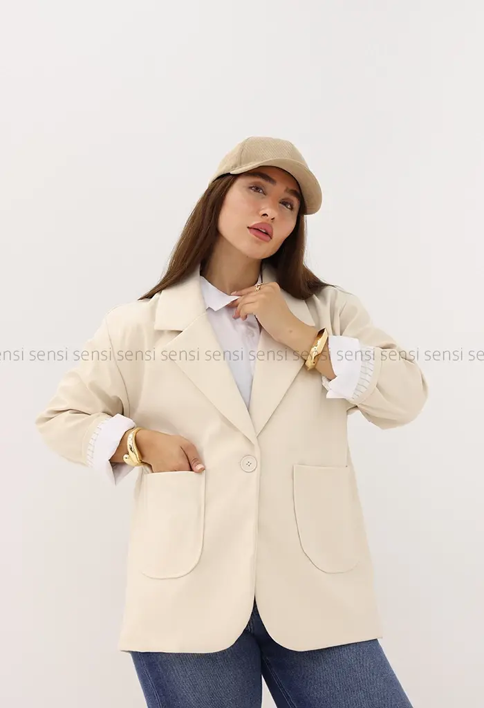 کت کتان کج راه آستر دار کد1004314