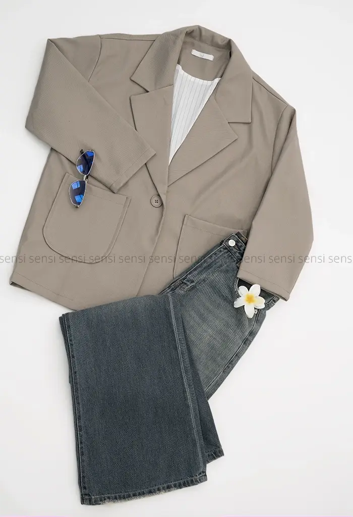 کت کتان کج راه آستر دار کد1004314