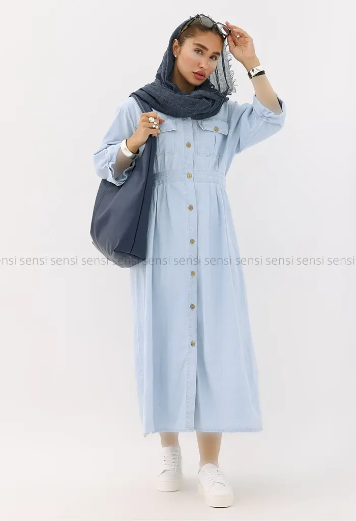 ماکسی جین جلو تمام دکمه کد1004316