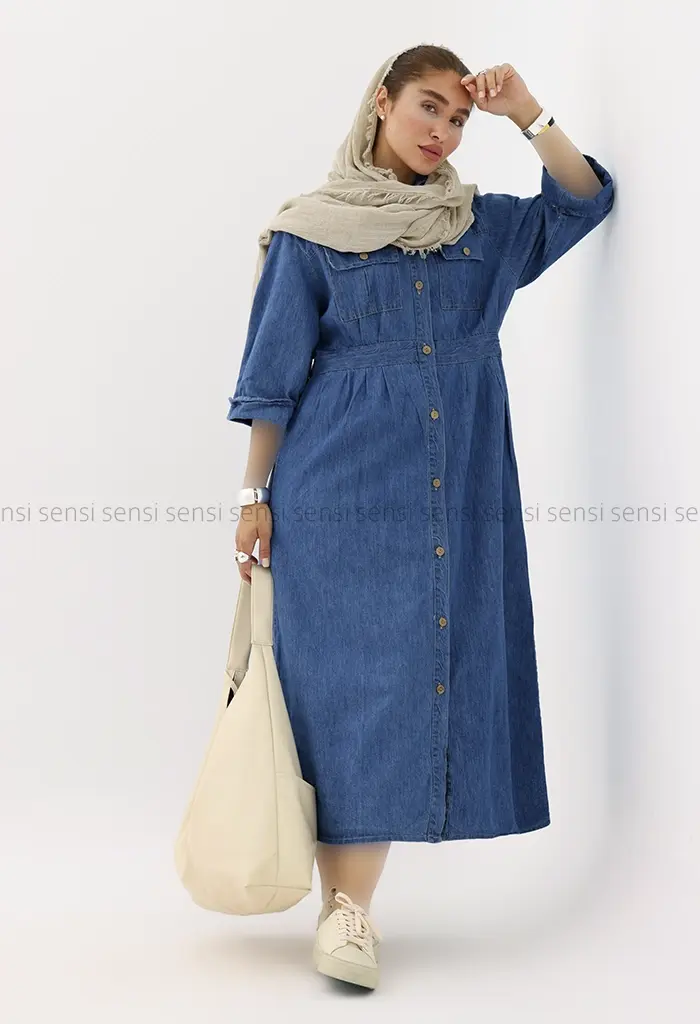 ماکسی جین جلو تمام دکمه کد1004316