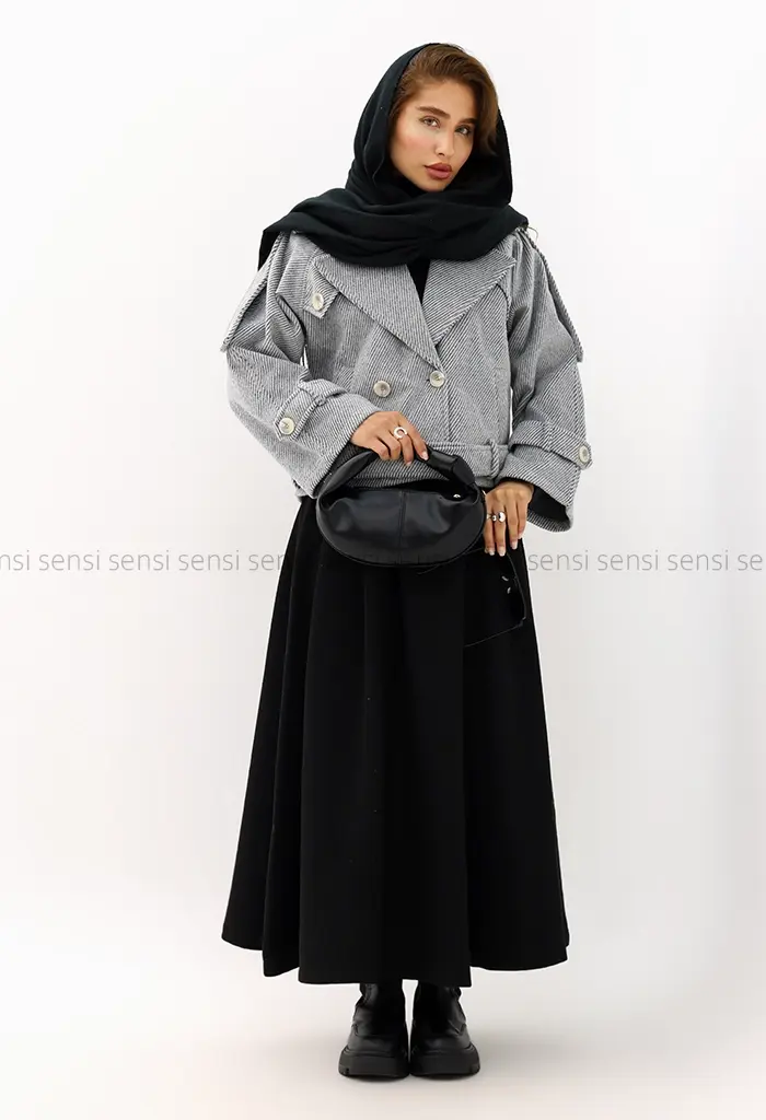 ترنچ کت فوتر راه راه کد1004340