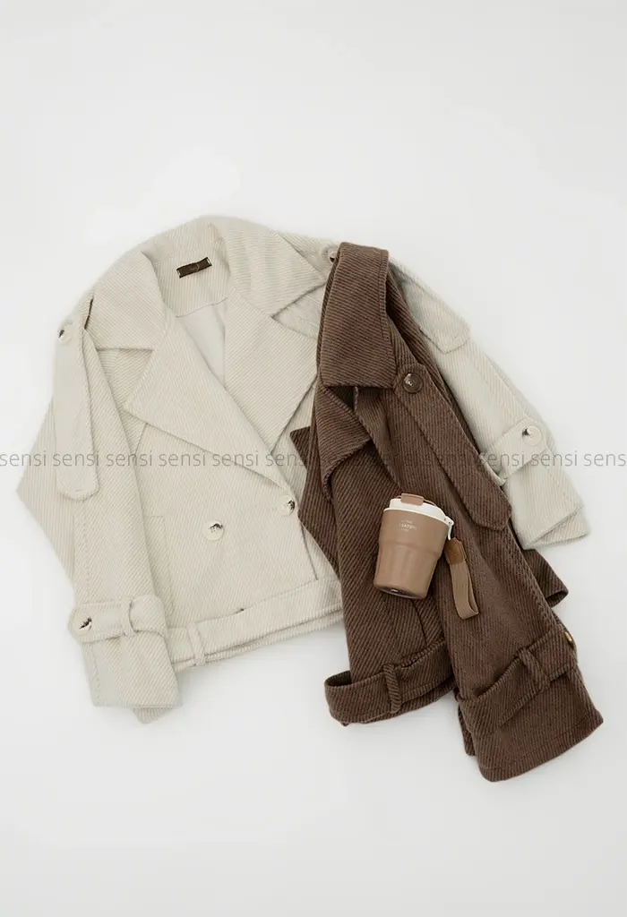 ترنچ کت فوتر راه راه کد1004340