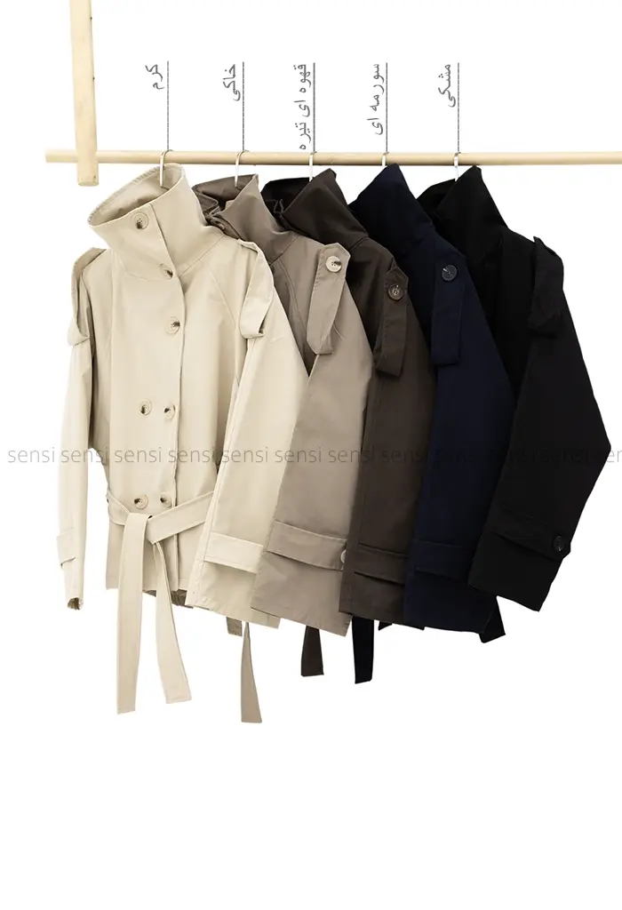 ترنچ کت یقه ایستاده کتان @کد1004288