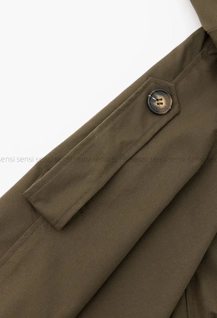 ترنچ کت یقه ایستاده کتان @کد1004288