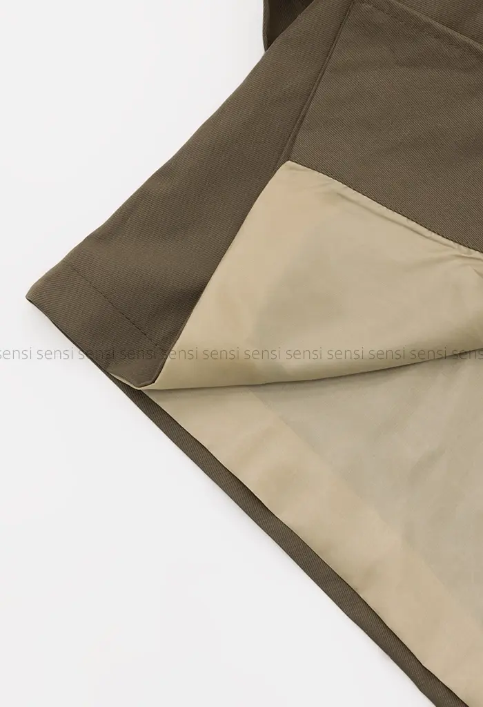 ترنچ کت یقه ایستاده کتان @کد1004288