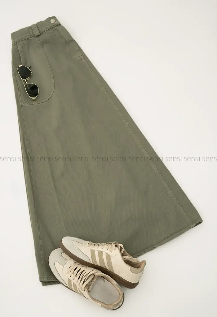 دامن بلند کتان کد1004490