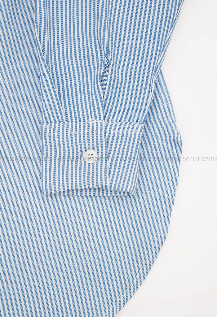 شومیز راه راه ابی کد1004481