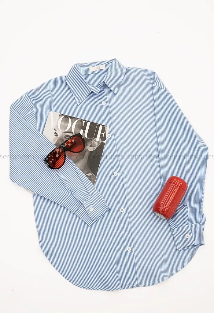 شومیز راه راه ابی کد1004481