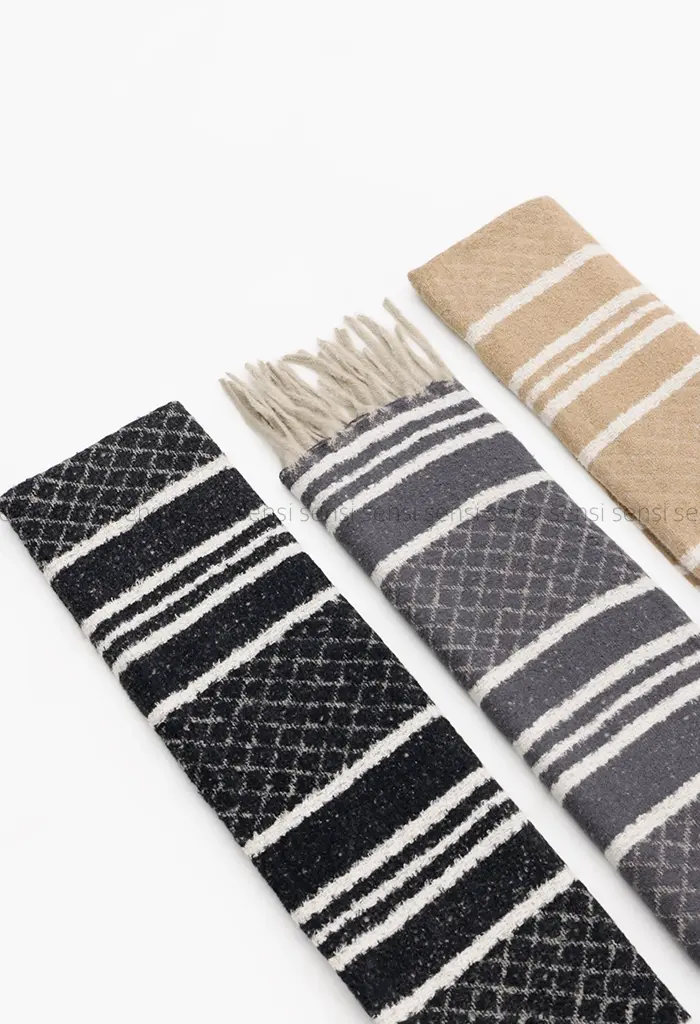 شال بافت موهر راه راه کد1004418