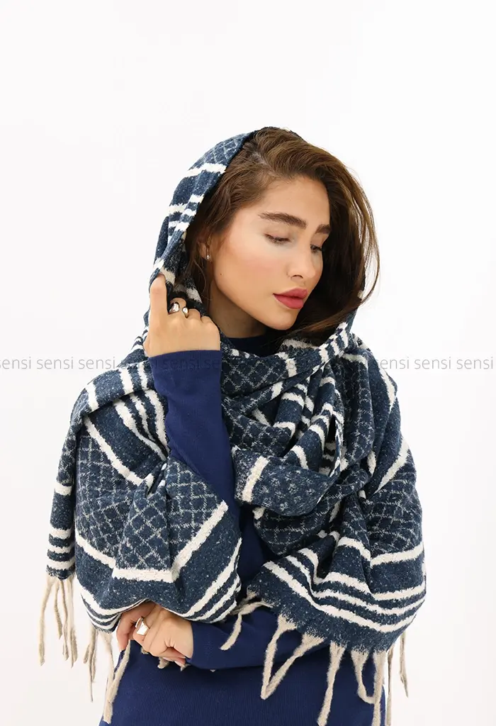 شال بافت موهر راه راه کد1004418