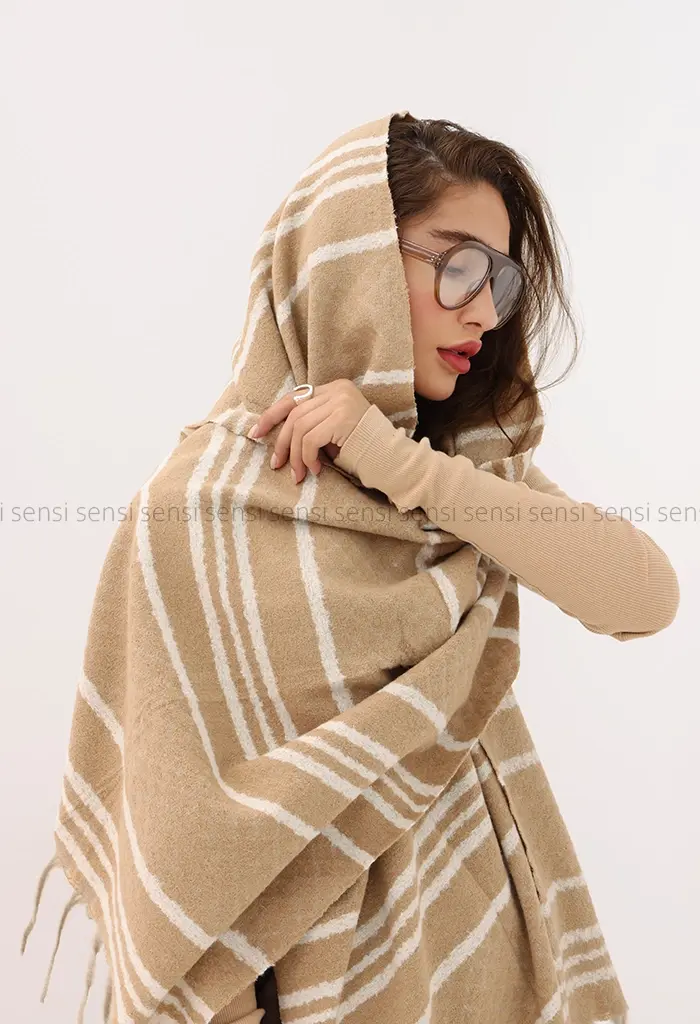 شال بافت موهر راه راه کد1004418