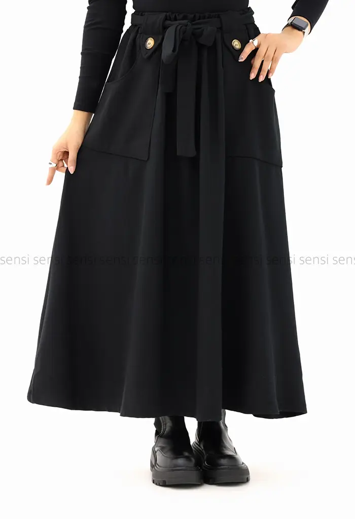 دامن کتان کج راه کد1004443