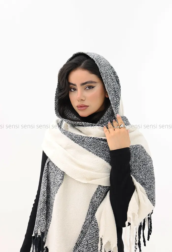 شال موهر پشمی چهار خونه کد1004420