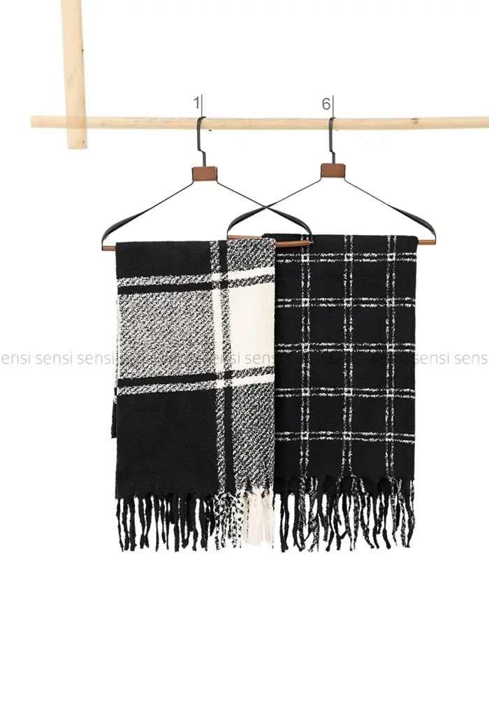 شال موهر پشمی چهار خونه کد1004420