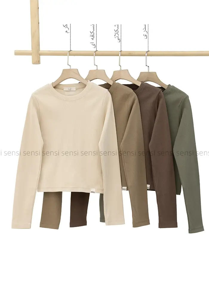 کراپ یقه گرد آستین بلند کد1004553