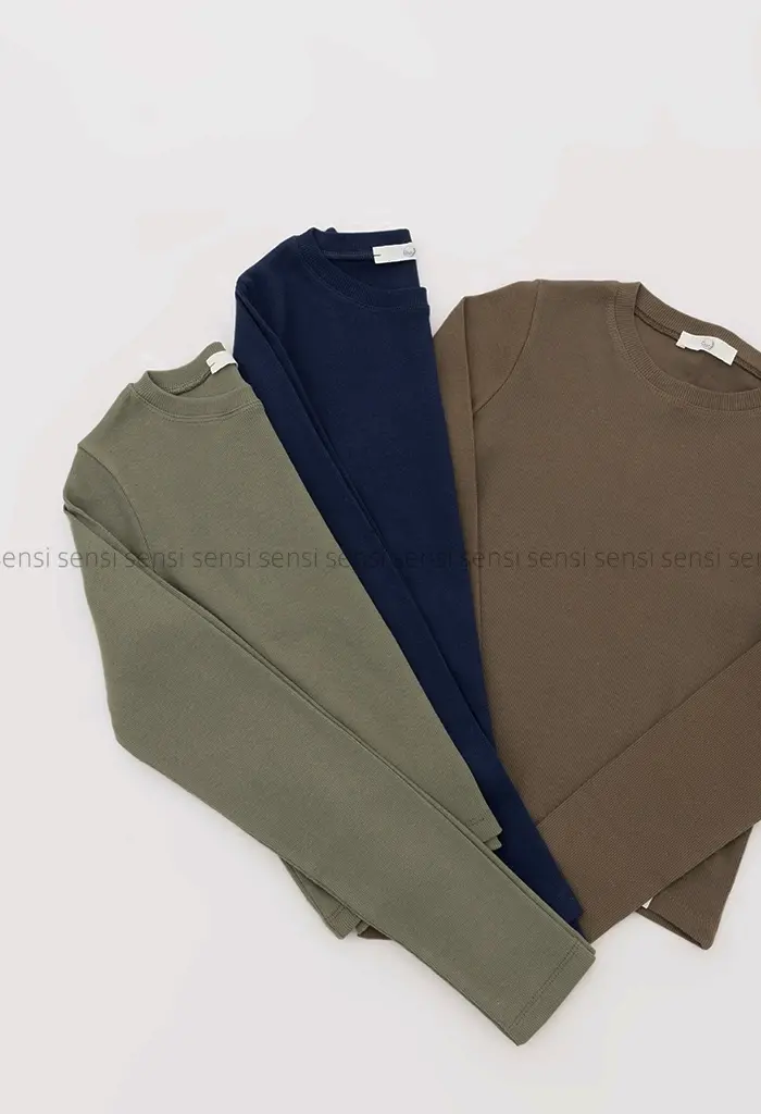 کراپ یقه گرد آستین بلند کد1004553