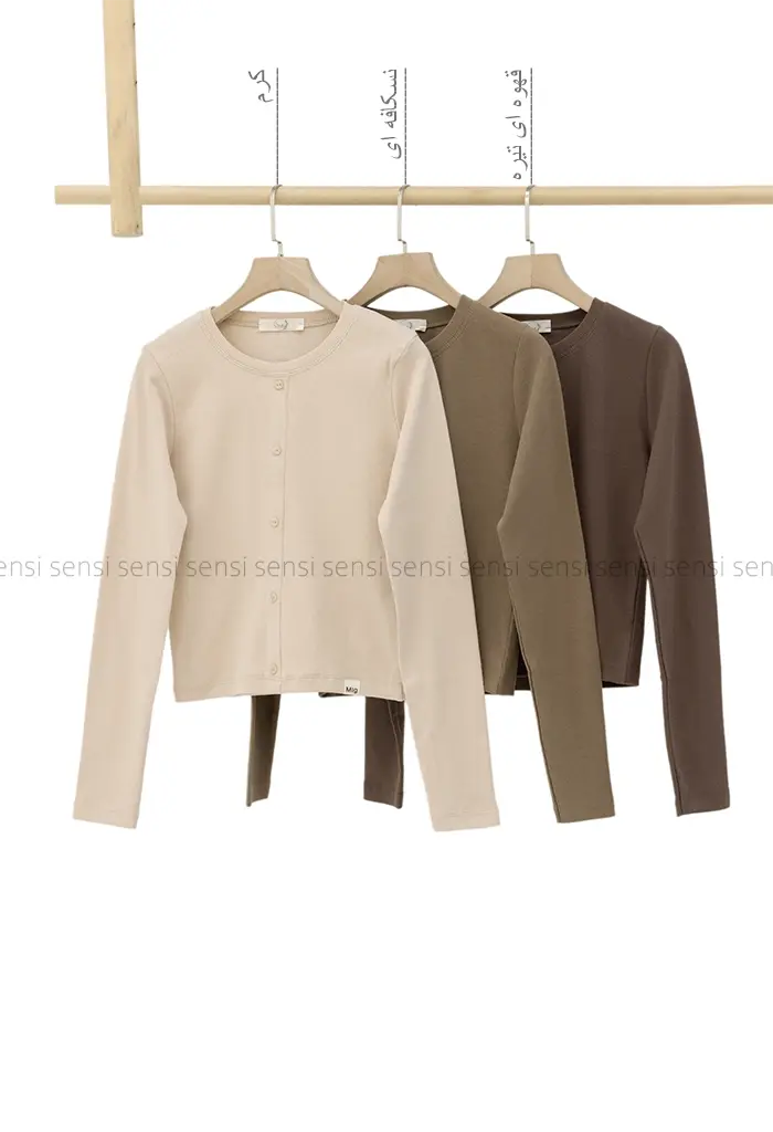 کراپ آستین بلند دکمه نما کد1004552