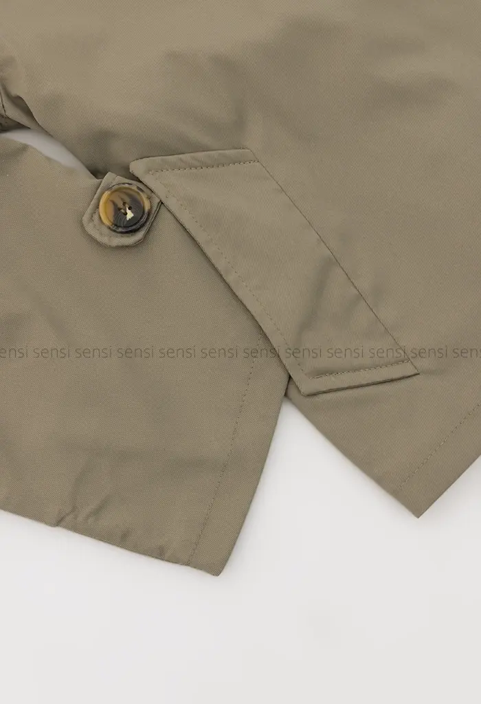 ترنچ کت یقه ایستاده کتان@کد1004635