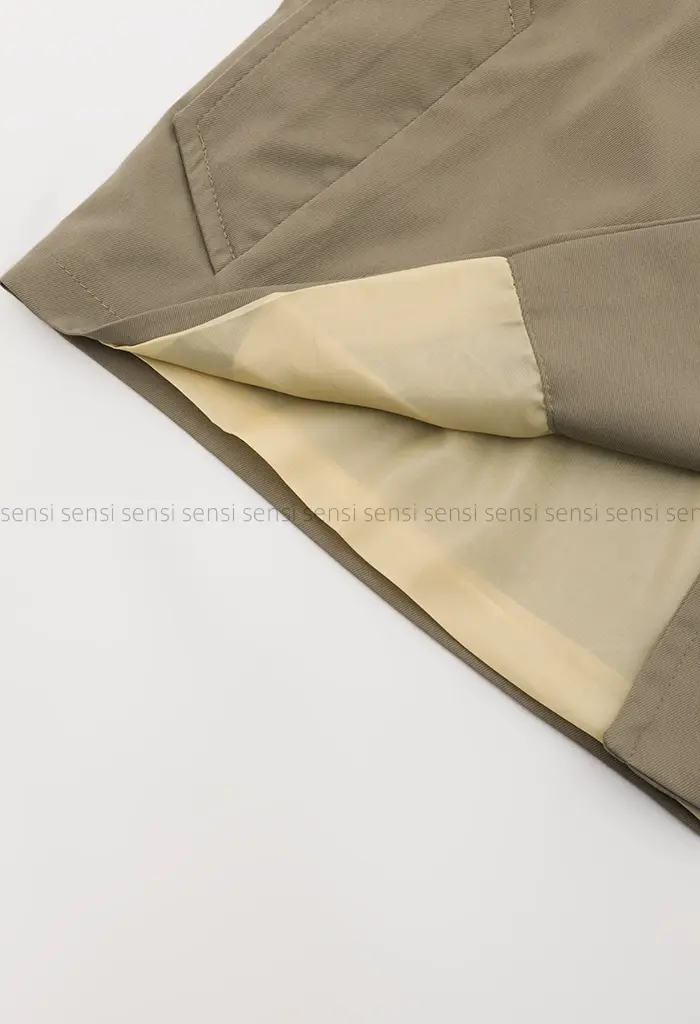 ترنچ کت یقه ایستاده کتان@کد1004635