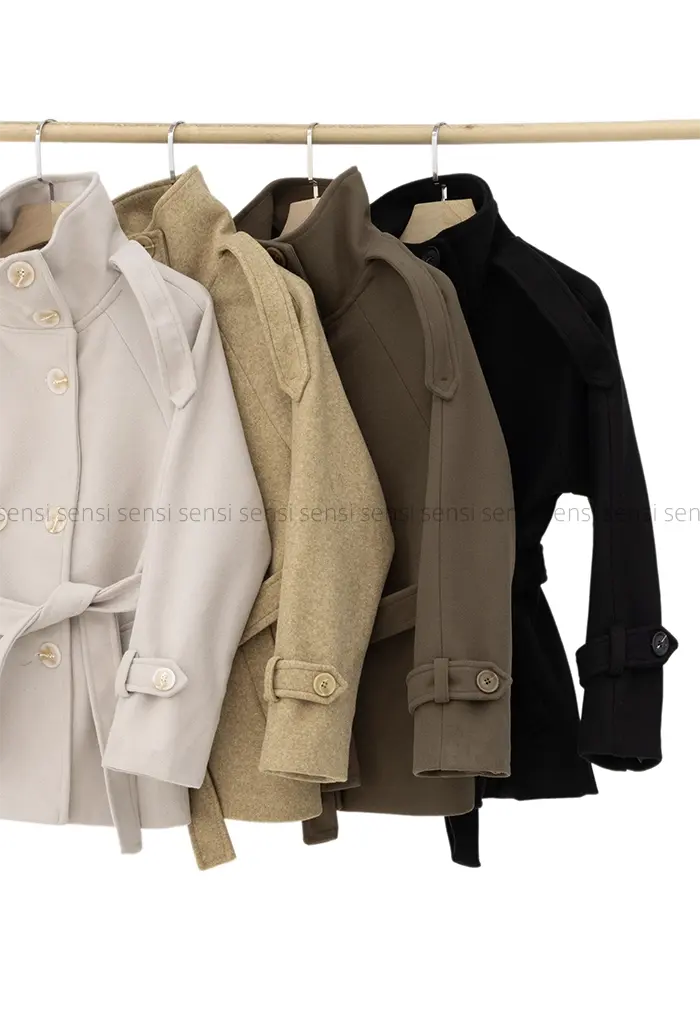 ترنچ کت یقه ایستاده فوتر@کد1004636