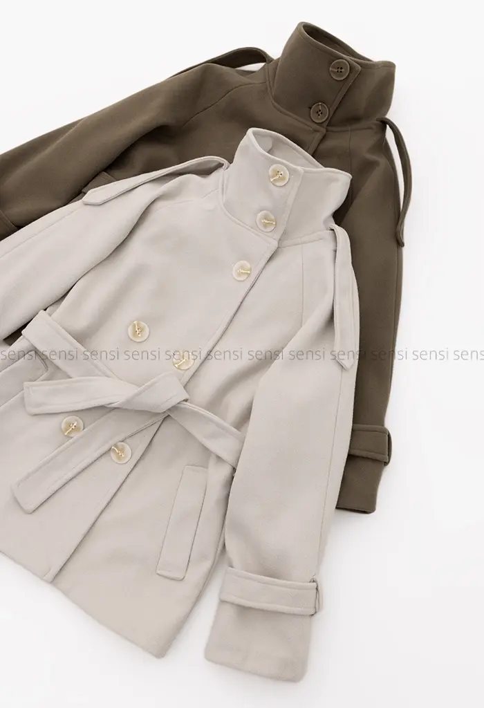 ترنچ کت یقه ایستاده فوتر@کد1004636