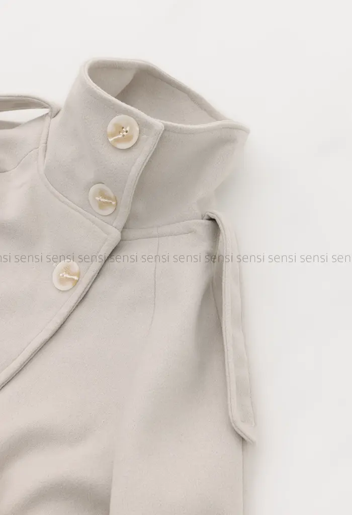 ترنچ کت یقه ایستاده فوتر@کد1004636